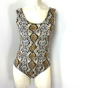 Orange Kiss Snake Print Bodysuit Tank Top Med Whimsy Goth Sexy Coquette Punk